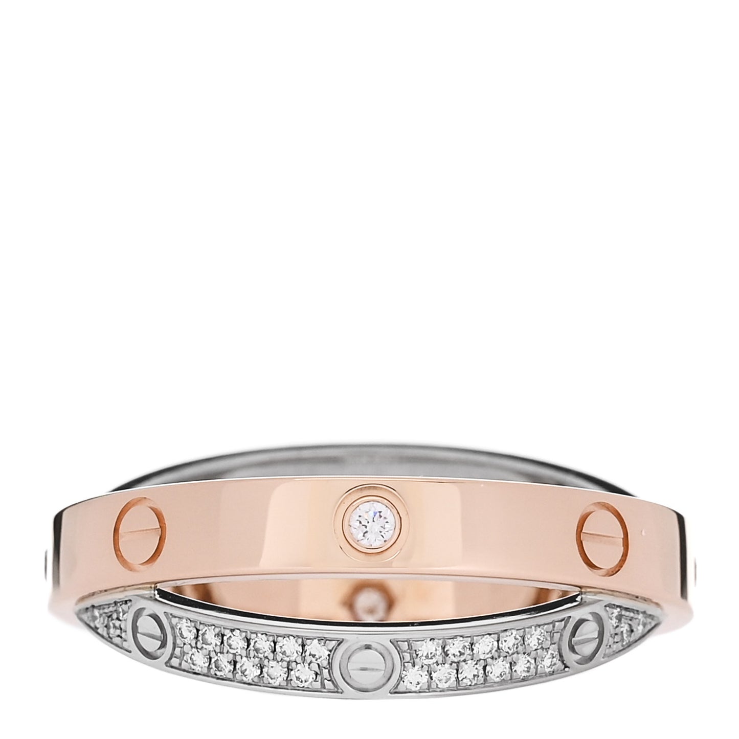 18K Pink White Gold Diamond LOVE Pave Ring 58 8.25