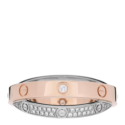 Cartier 18K Pink White Gold Diamond LOVE Pave Ring 58 8.25 3 of 5