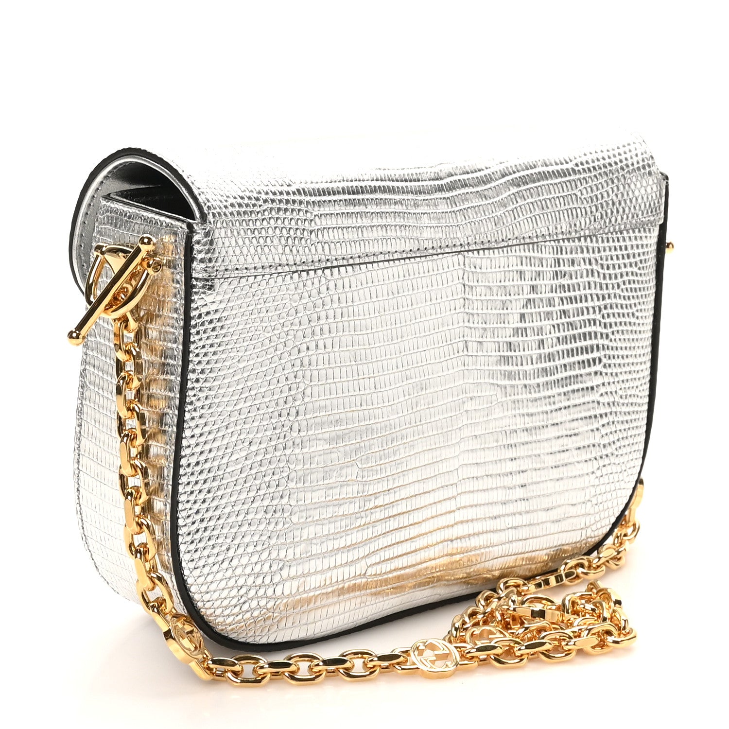 Gucci Lizard Mini Horsebit 1955 Shoulder Bag Silver 3 of 10