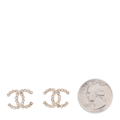 Chanel Crystal CC Large Stud Earrings Gold 2 of 3