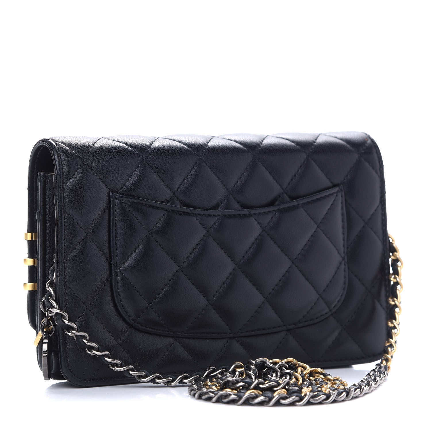 Chanel Lambskin Quilted Coco Clips Wallet On Chain WOC Black 3 of 9