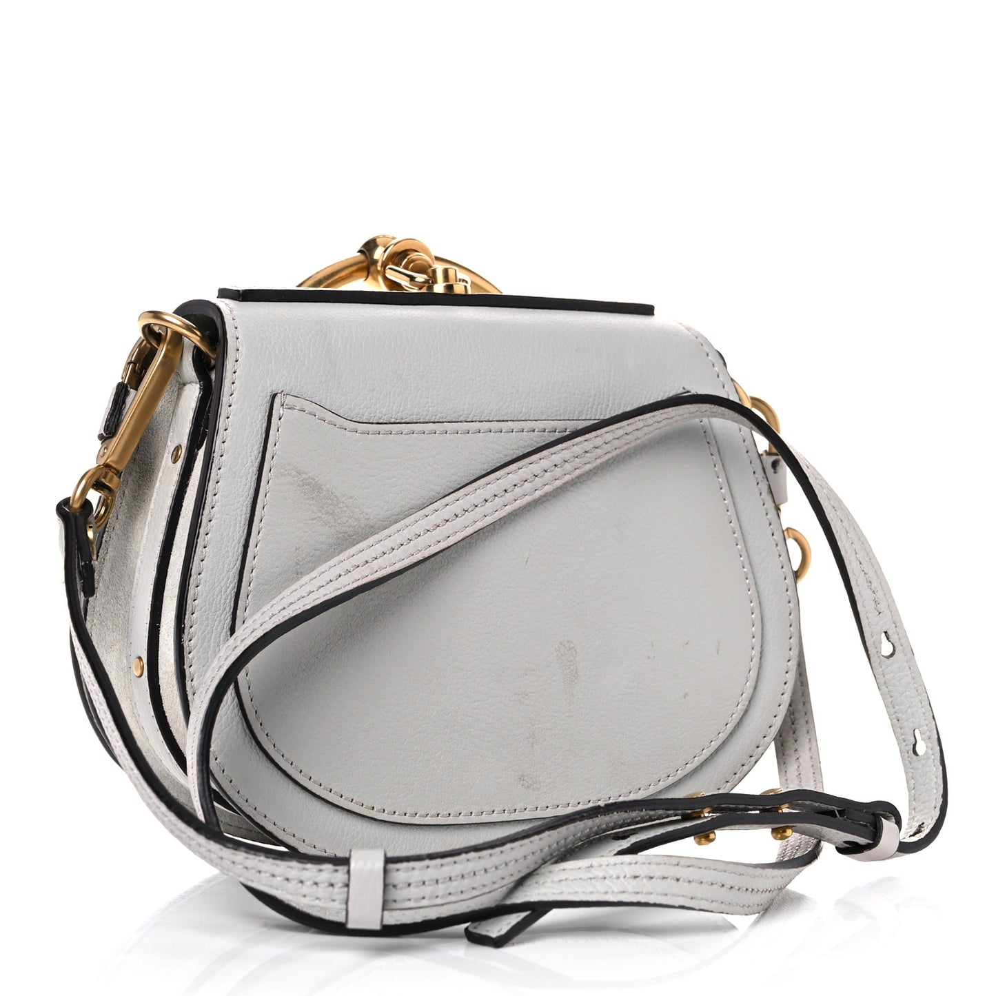Calfskin Suede Small Nile Bracelet Bag Airy Grey