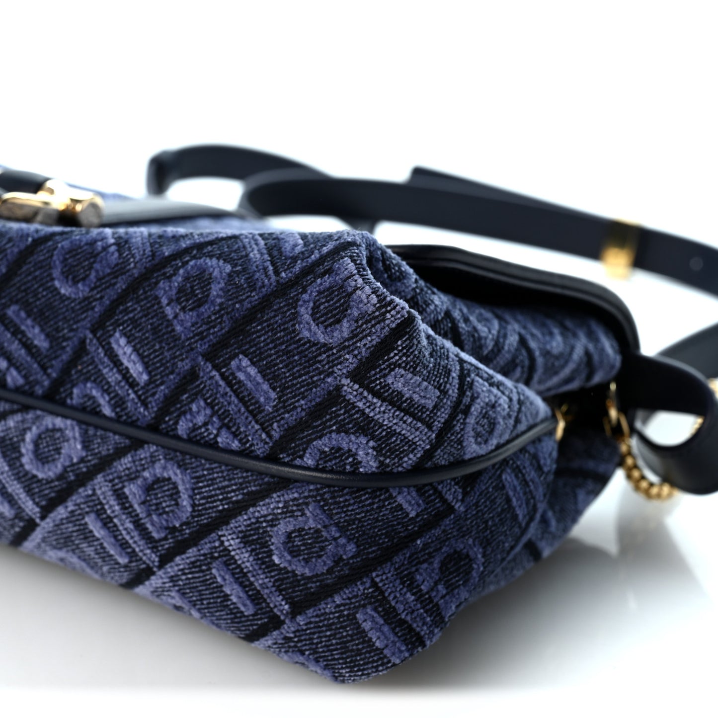 Jacquard Gancini Monogram Small Mia Crossbody Bag Denim Midnight Blue