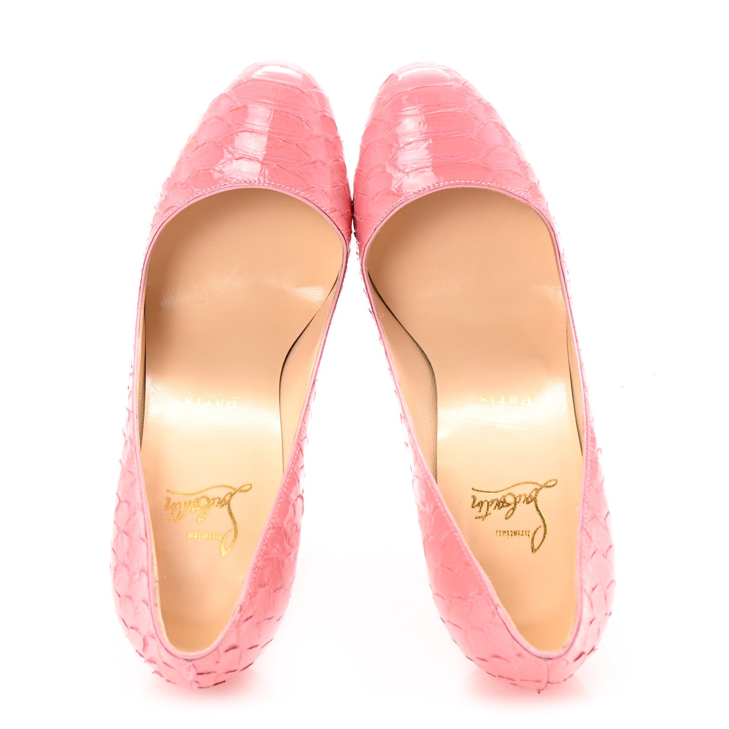 Christian Louboutin Snakeskin Fifi 100 Pumps 39 Rose 2 of 9
