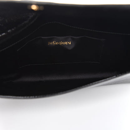 Saint Laurent Textured Patent Monogram Large Belle De Jour Clutch Black 7 of 10