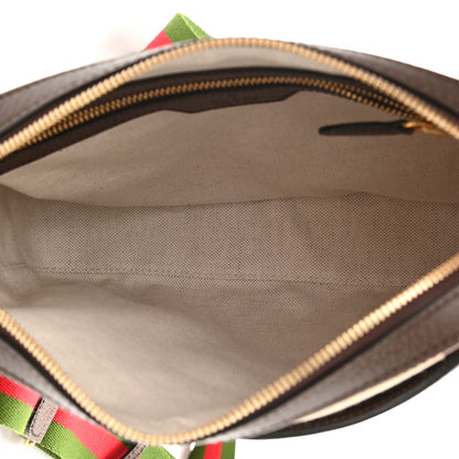 Gucci Monogram Jumbo GG Textured Dollar Calfskin Web Messenger Shoulder Bag Camel Ebony New Acero 5 of 10