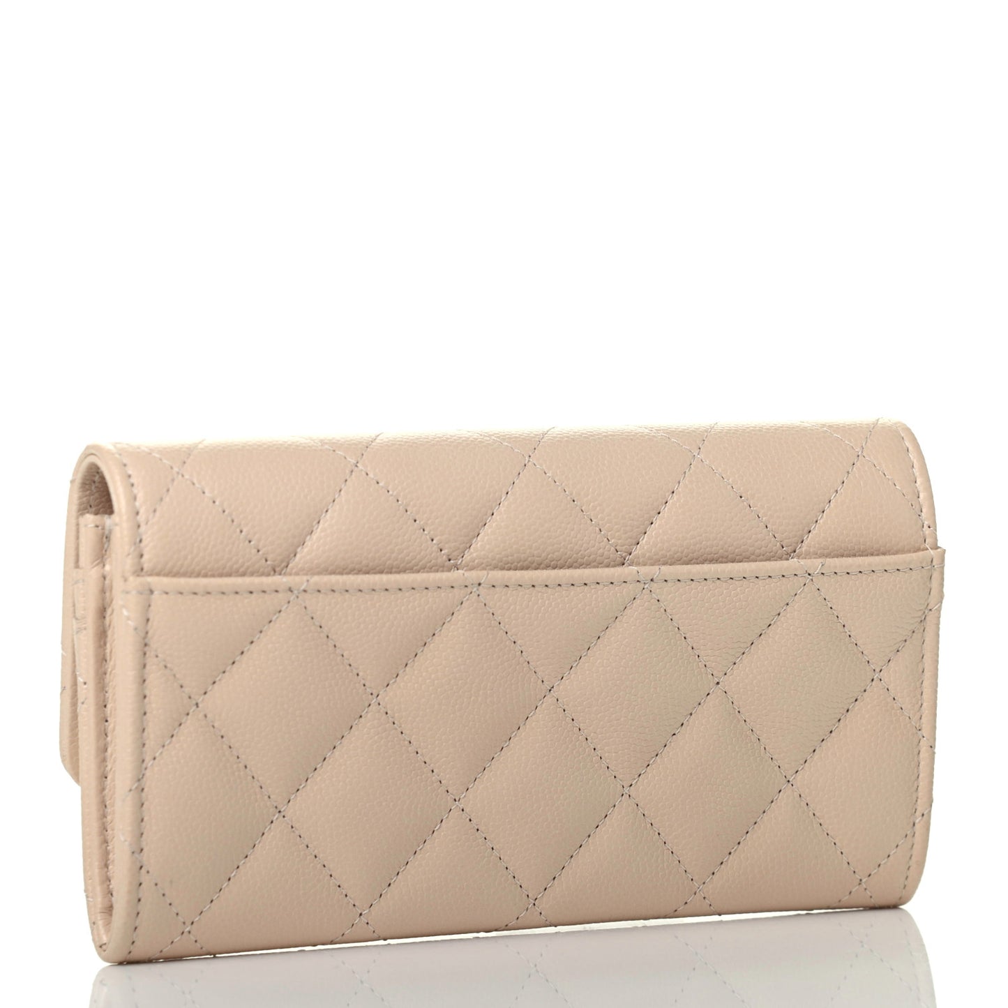 Caviar Pearl Quilted Coco Candy Wallet Beige