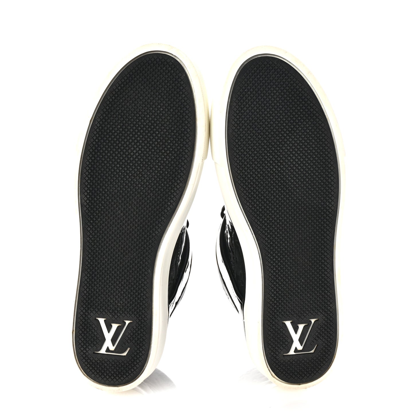 Patent Calfskin Monogram High Top Sneakers 36 Black