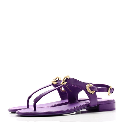Chanel Lambskin CC Leaf Thong Sandals 37 Purple 3 of 8