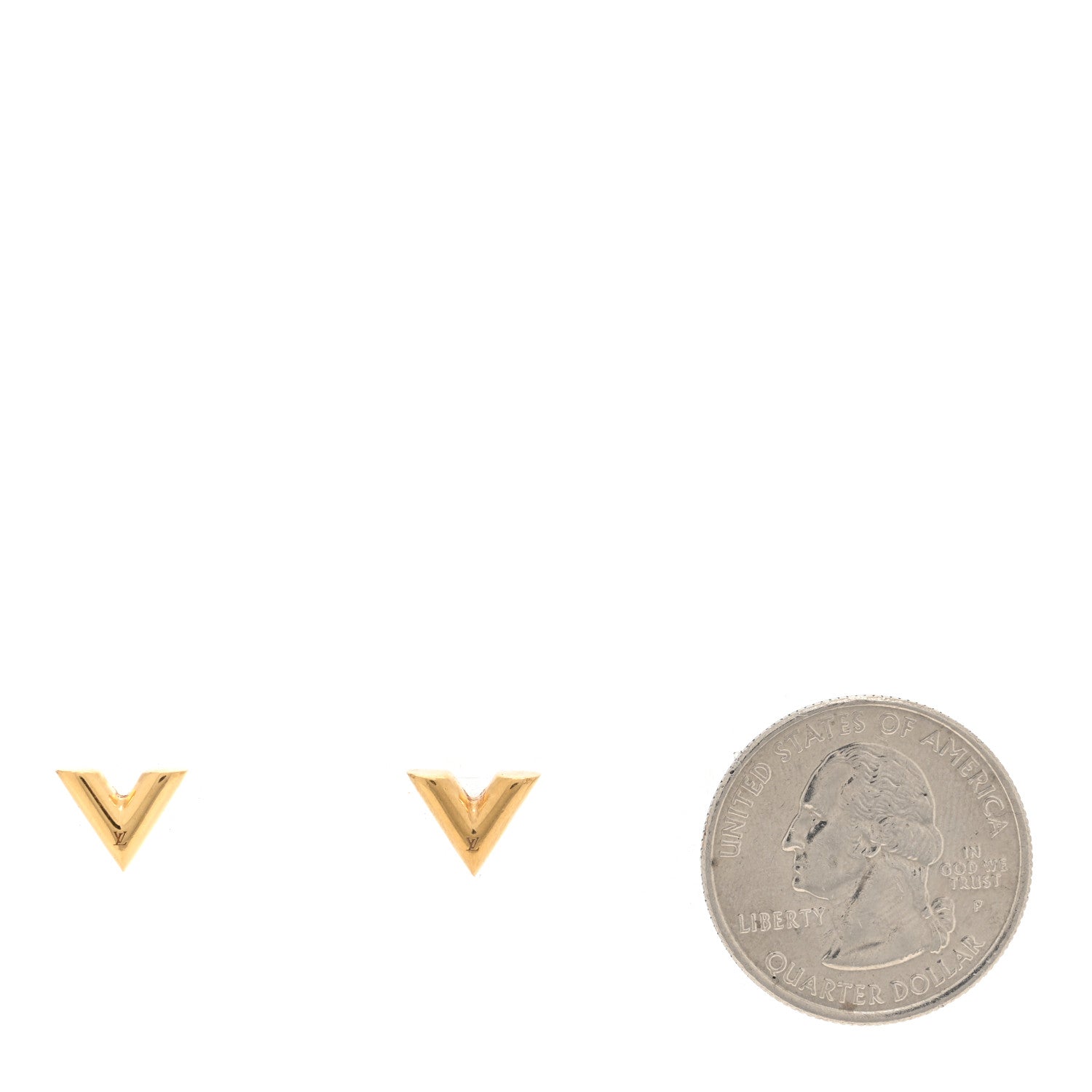 Louis Vuitton Brass Essential V Stud Earrings Gold 2 of 4