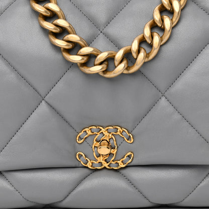 Chanel Goatskin Quilted Maxi Chanel 19 Flap Grey 8 of 10
