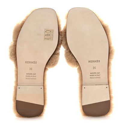 Hermes Woolskin Oran Sandals 36 Beige Argile 7 of 10