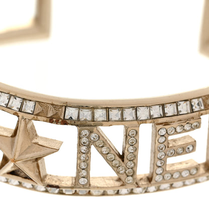 Chanel Crystal Baguette Logo Cuff Bracelet Gold 4 of 6