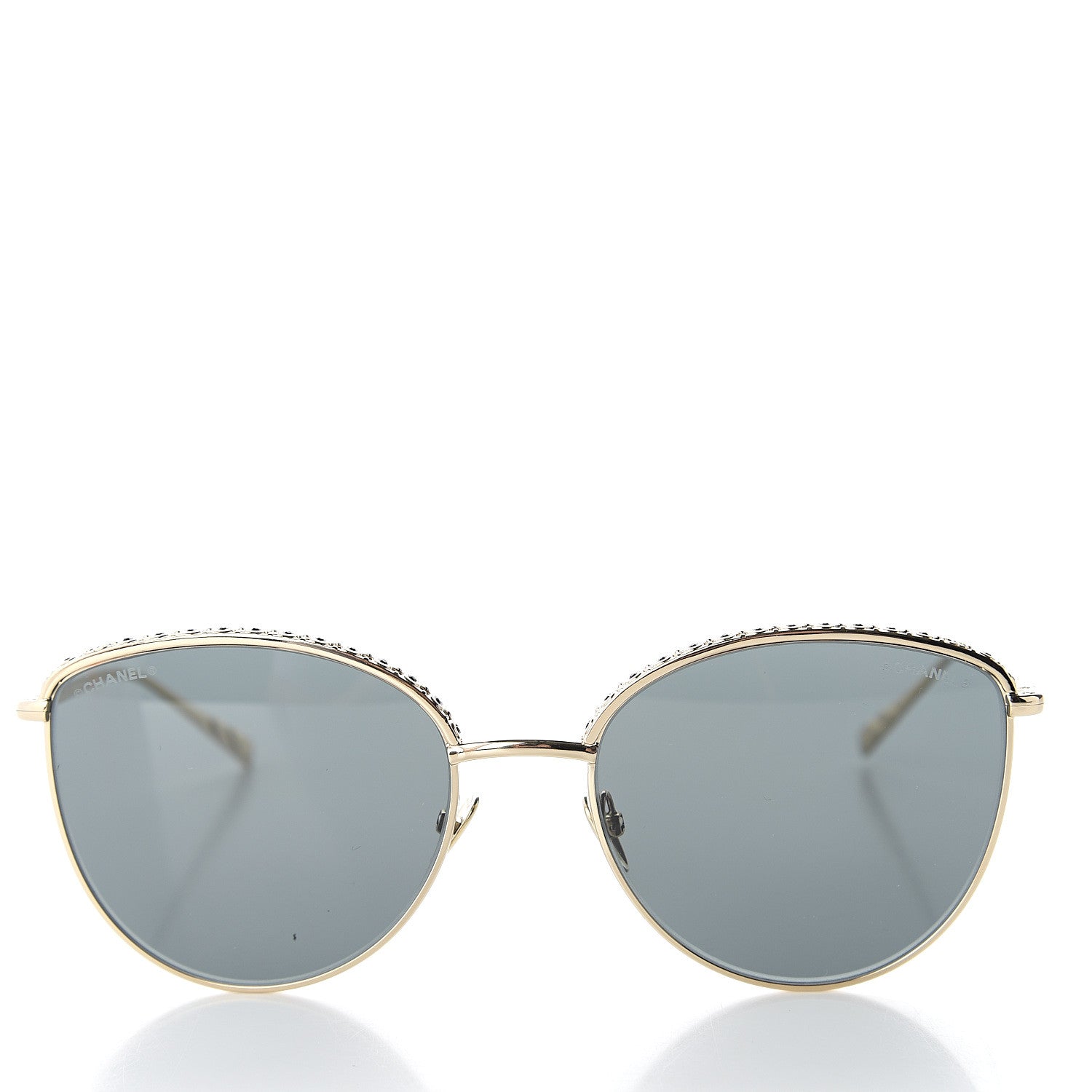 Chanel Metal Crystal Sunglasses 4258-B Gold 2 of 7