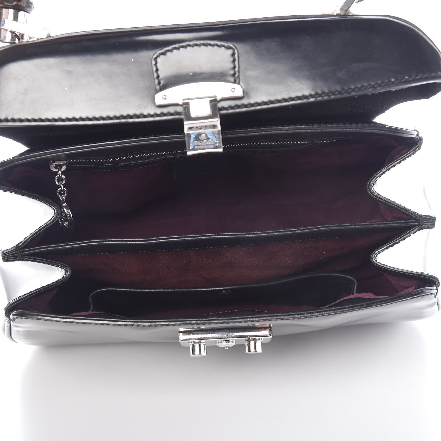 Gucci Regent Calfskin Bamboo Medium Lady Lock Top Handle Bag Black 5 of 13