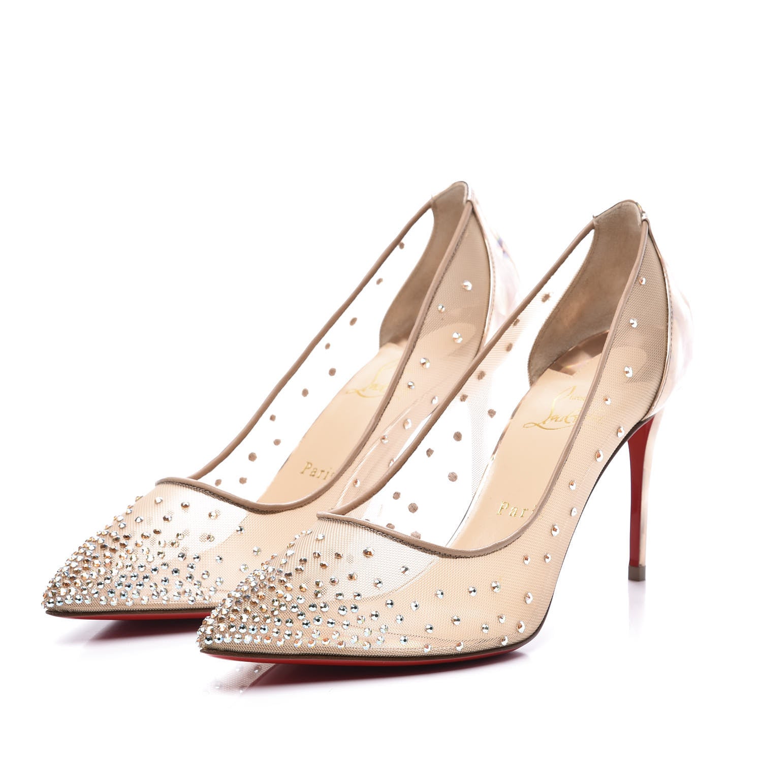 Christian Louboutin Crystal Strass Follies 85 Pumps 39.5 Gold 2 of 10