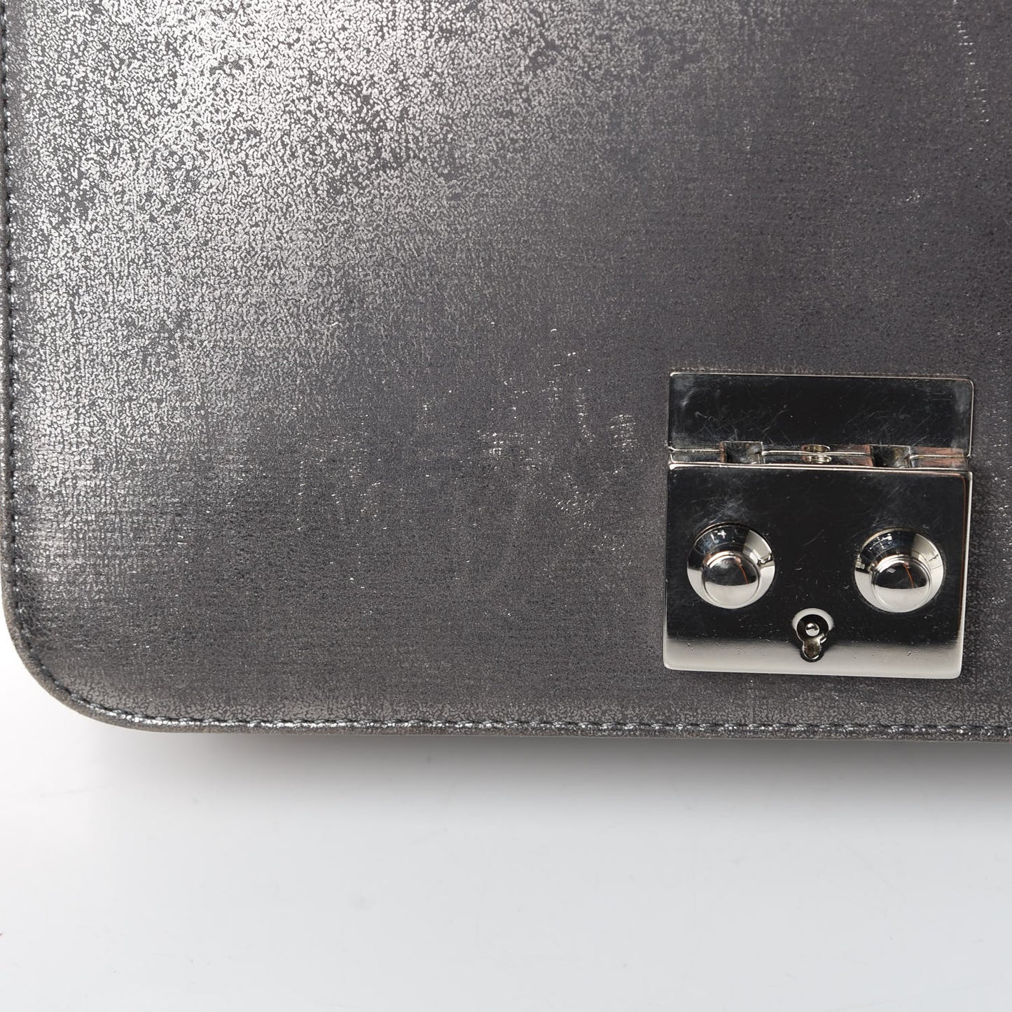 Metallic Brushed Calfskin Miss Dior Promenade Pouch Gunmetal