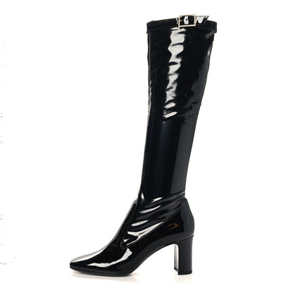 Saint Laurent Patent Calfskin Diane 100 Boots 41 Black 1 of 8