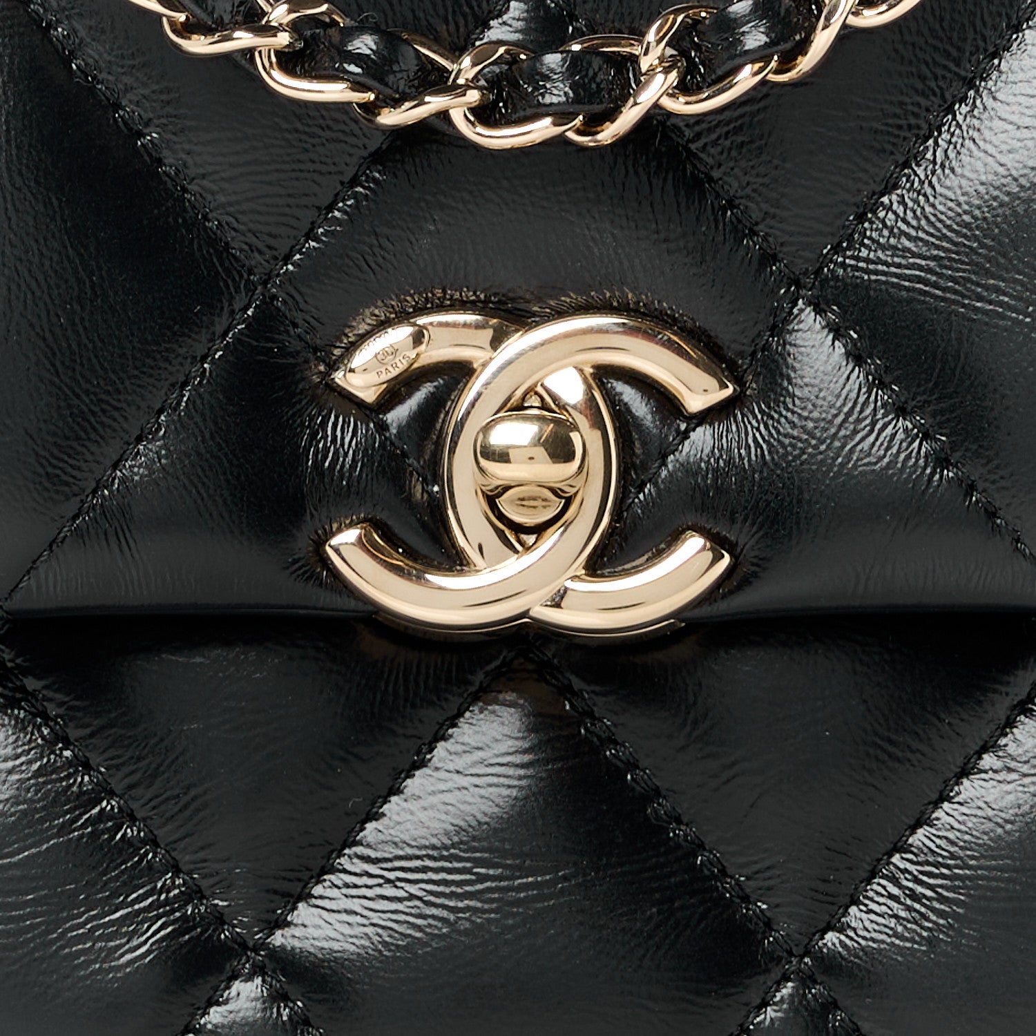 Chanel Shiny Lambskin Quilted Mini Coco Trip Flap Bag Black 8 of 11