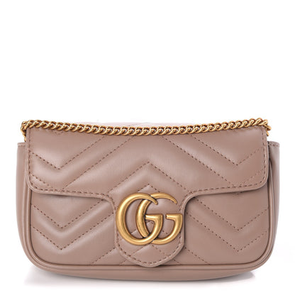 Gucci Calfskin Matelasse Super Mini GG Marmont Shoulder Bag Porcelain Rose 1 of 9