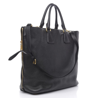Prada Vitello Daino Side Zip Tote Black 3 of 11