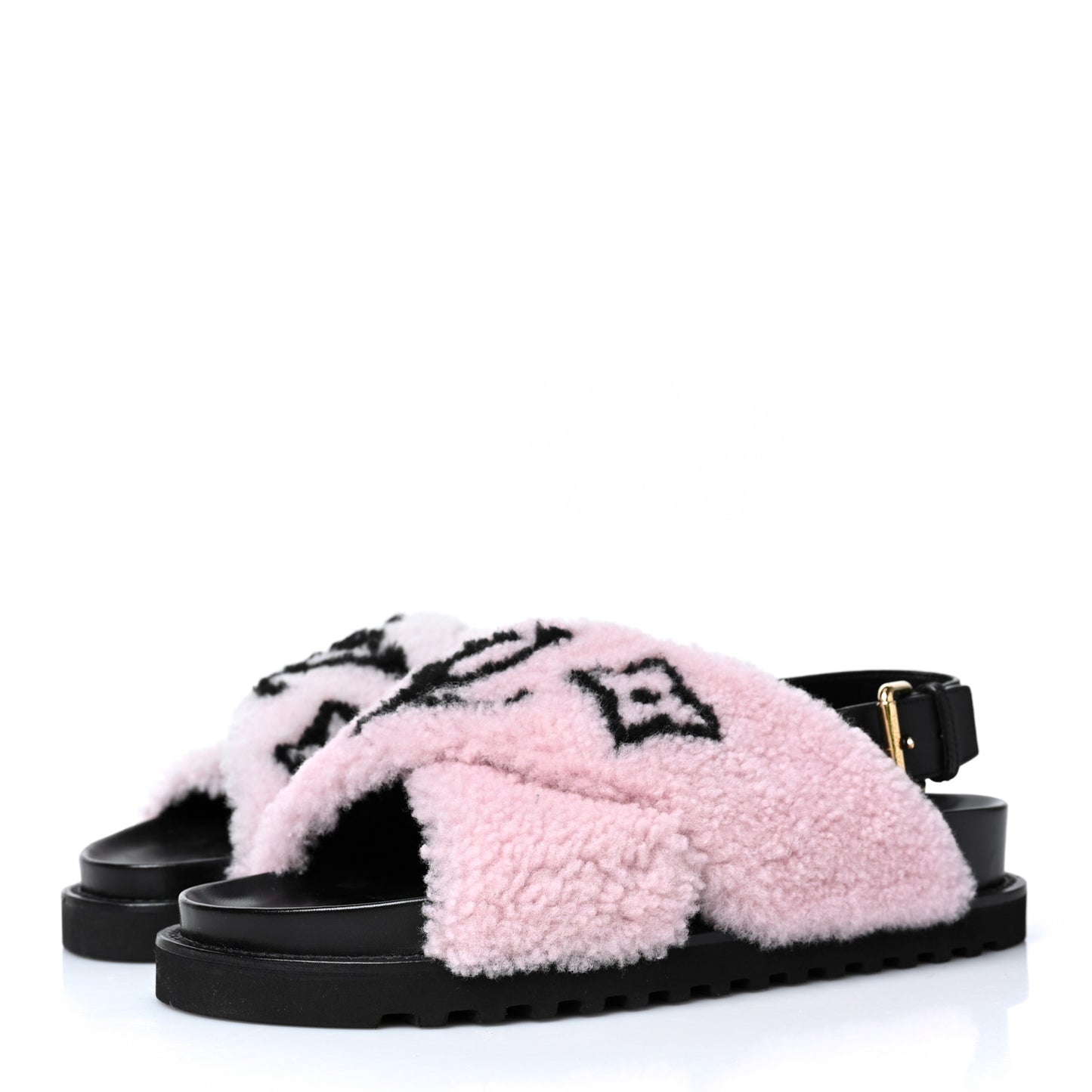 Shearling Calfskin Paseo Flat Comfort Sandal 39 Pink