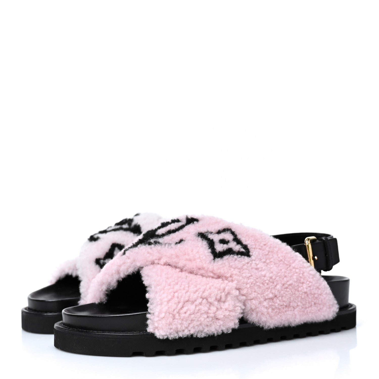 Louis Vuitton Shearling Calfskin Paseo Flat Comfort Sandal 39 Pink 3 of 8
