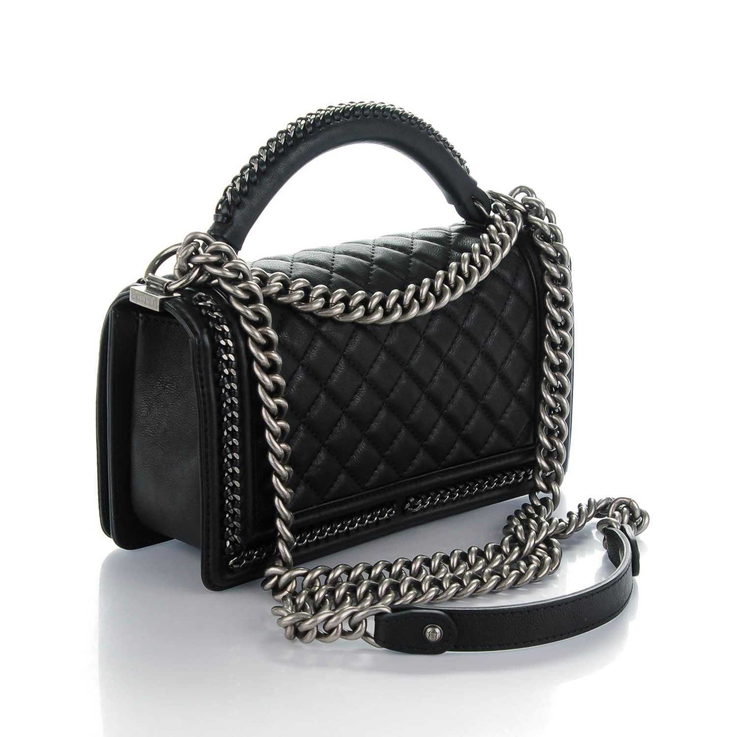 Chanel Calfskin Quilted Medium Top Handle Boy Flap Black 3 of 7