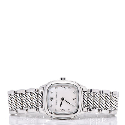 David Yurman Stainless Steel Sterling Silver Diamond Mother of Pearl 25mm Thoroughbred Quartz Watch 3 of 8