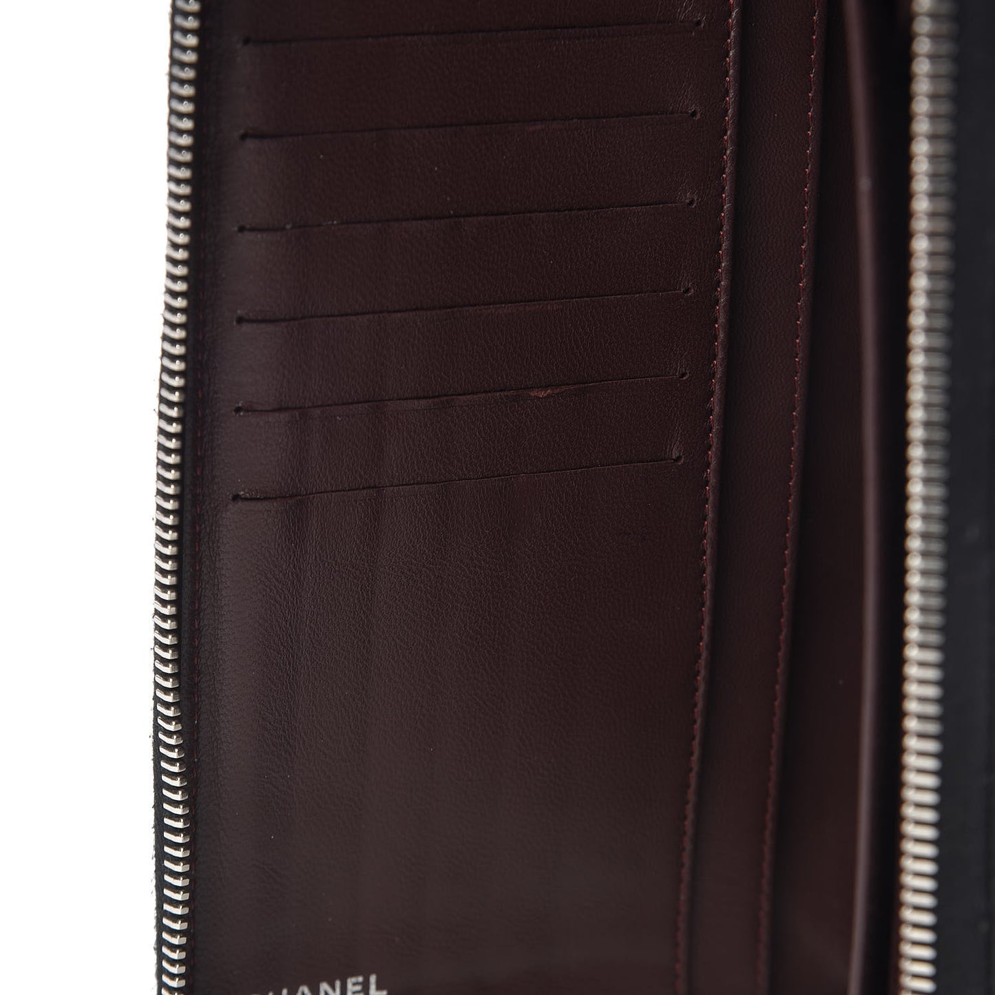 Lambskin Quilted Large Zip Around Organizer Wallet Black