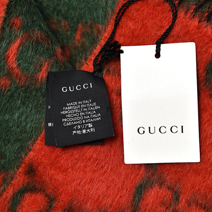 Gucci Wool Alpaca GG Monogram Big GG Rock Scarf Green Red 4 of 5