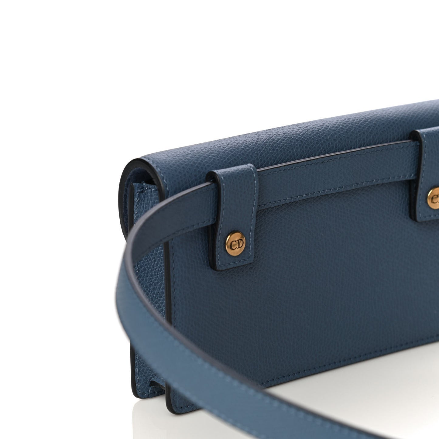 Grained Calfskin Saddle Belt Bag Denim Blue