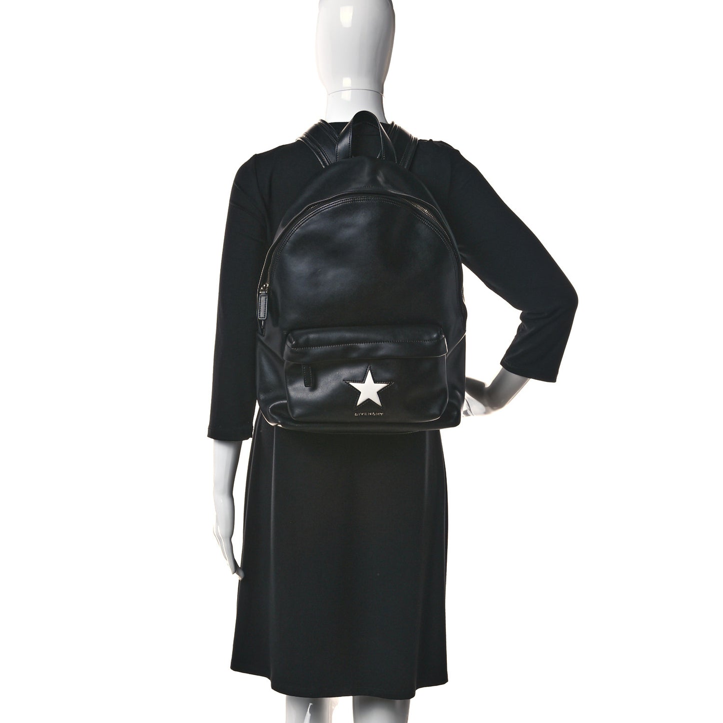 Calfskin Star Backpack Black White