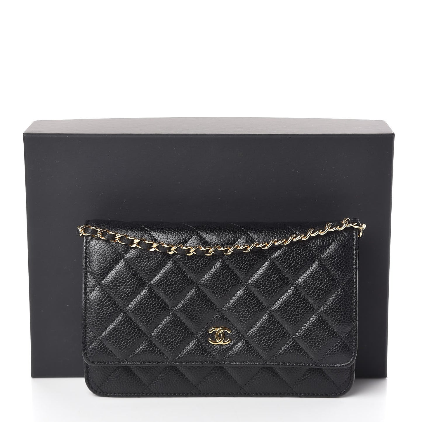 Caviar Quilted Wallet On Chain WOC Black