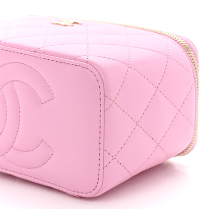 Chanel Lambskin Quilted Small Top Handle Vanity Case With Chain Lilac Light Green 10 of 10