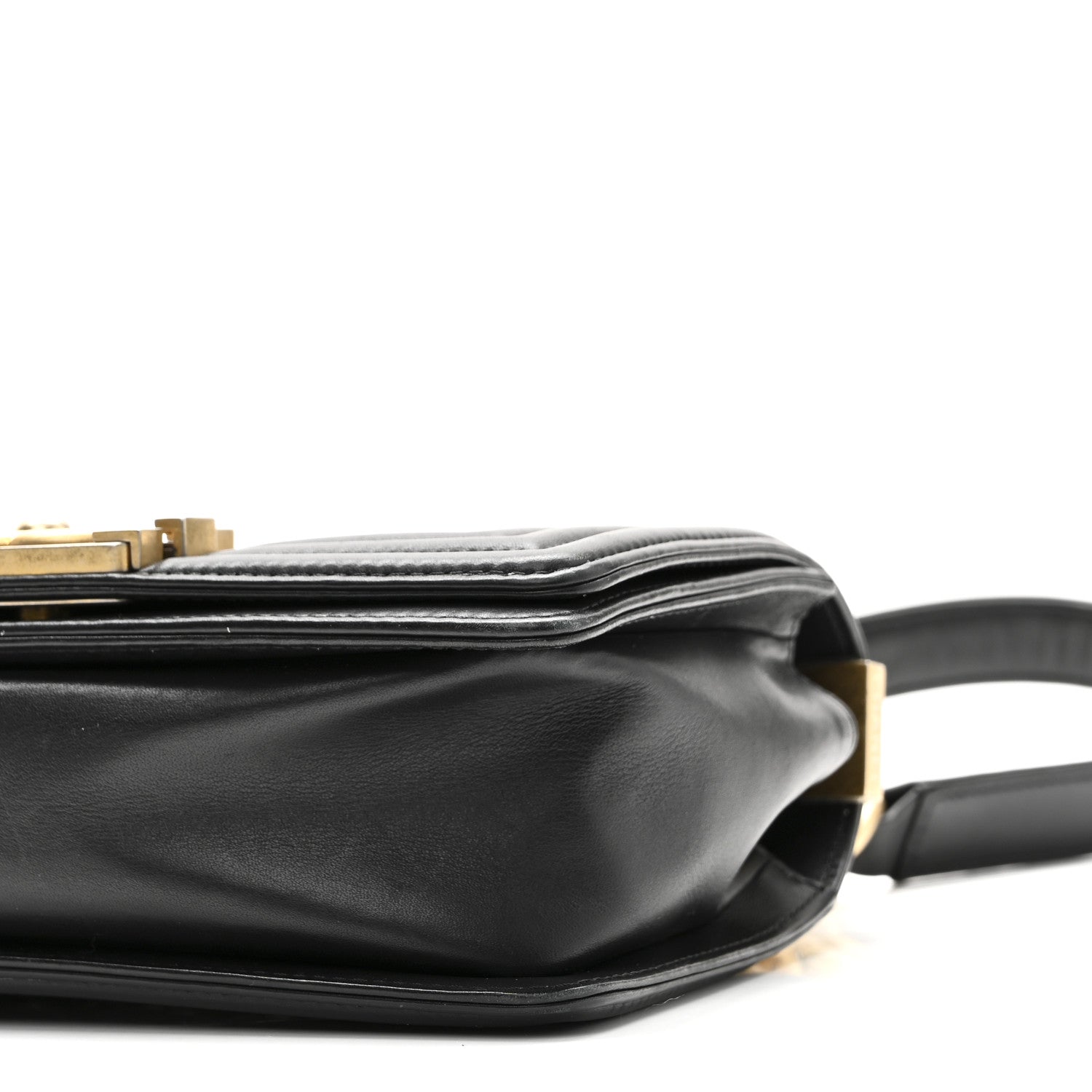 Chanel Metallic Crumpled Goatskin Small Boy Flap Black Gold 10 of 10