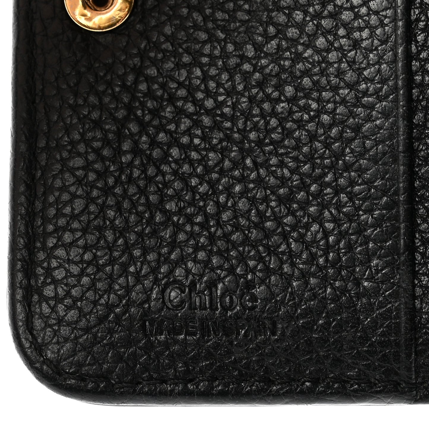 Grained Calfskin Compact Zip Around Wallet Black