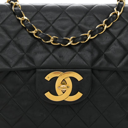 Chanel Lambskin Quilted XL Jumbo Single Flap Black 8 of 15