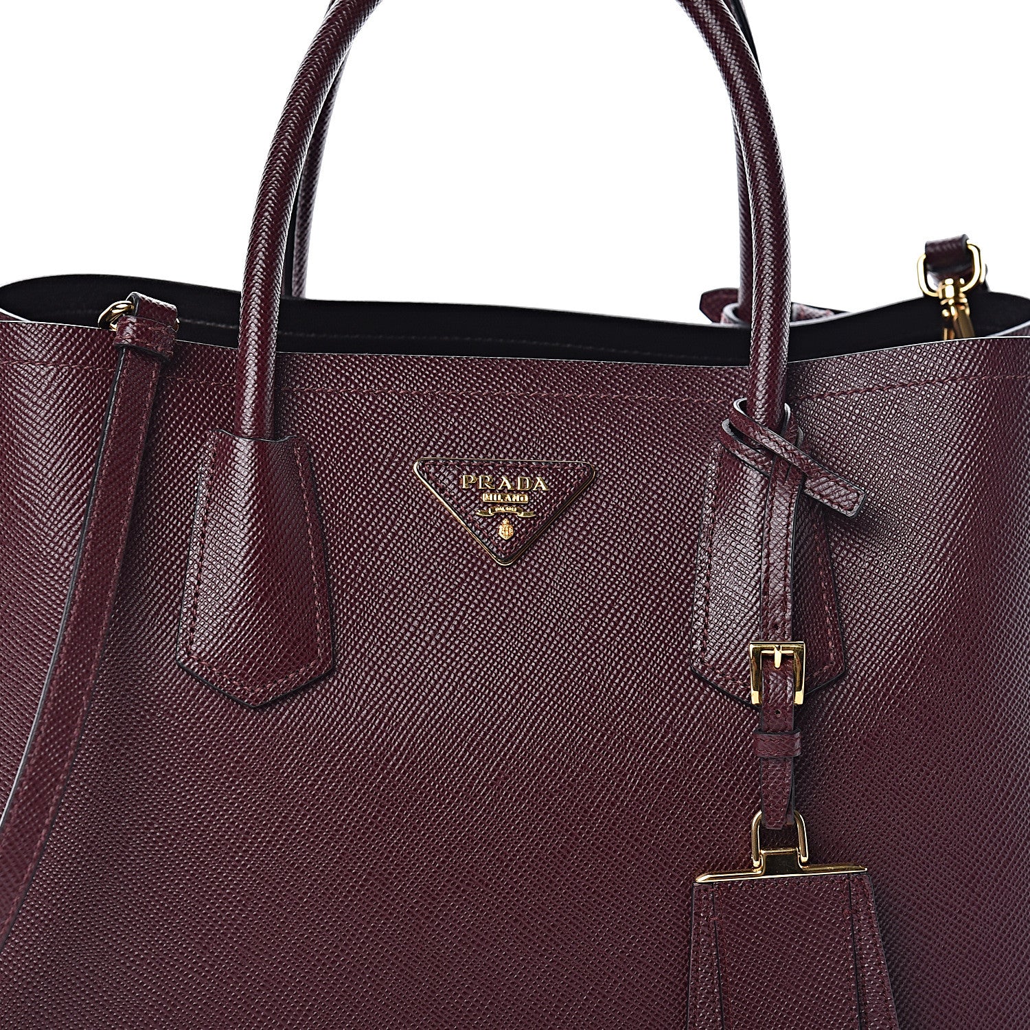 Prada Saffiano Cuir Medium Double Bag Granato 10 of 10