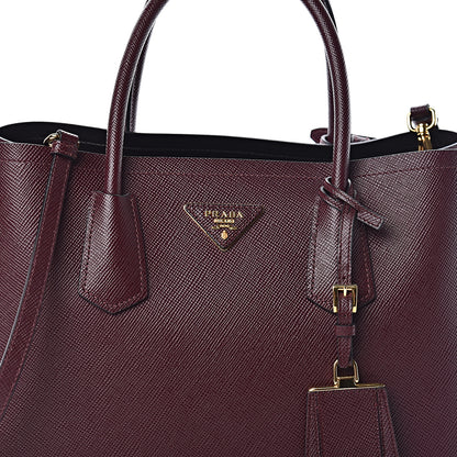 Prada Saffiano Cuir Medium Double Bag Granato 10 of 10