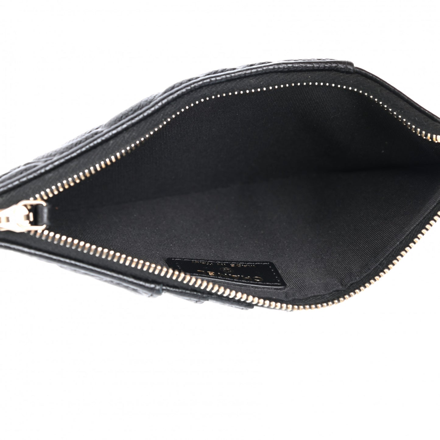 Caviar Camellia Embossed Classic Flat Wallet Pouch Black