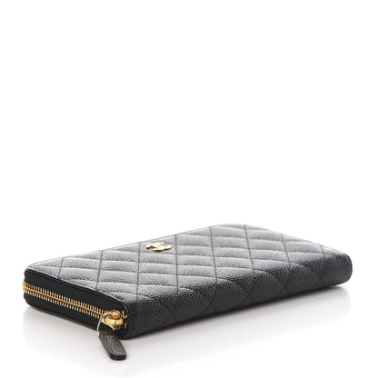 Chanel Caviar Quilted Large Gusset Zip Around Wallet Black 4 of 12