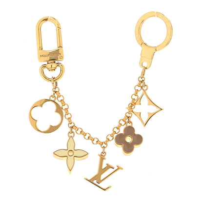 Louis Vuitton Brass Enamel Fleur De Monogram Bag Charm Chain Gold 1 of 4