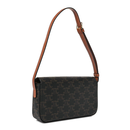 Celine Canvas Calfskin Triomphe Shoulder Bag Tan 3 of 8