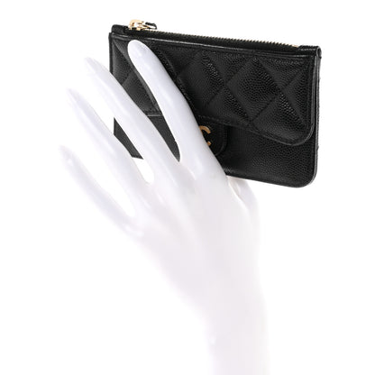 Chanel Caviar Quilted Flap Zip Card Holder Black 2 of 8