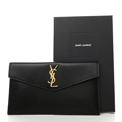 Saint Laurent Smooth Shiny Calfskin Monogram Uptown Pouch Black 7 of 7