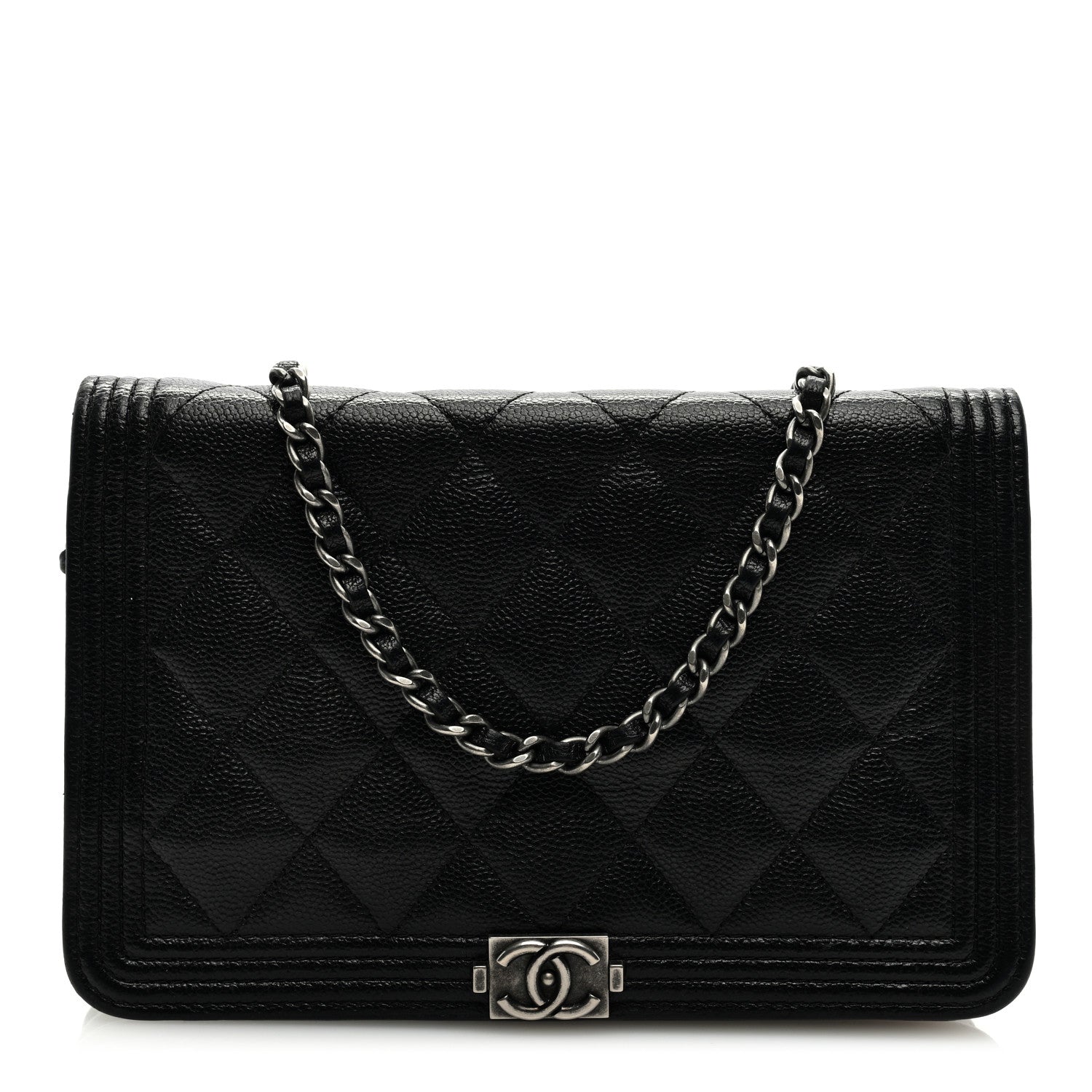 Chanel Caviar Quilted Boy Wallet On Chain WOC Black 1 of 9