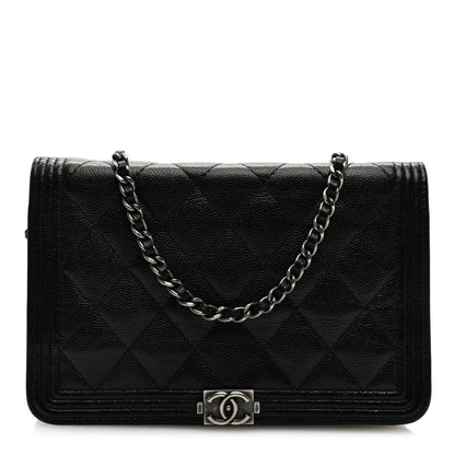 Chanel Caviar Quilted Boy Wallet On Chain WOC Black 1 of 9