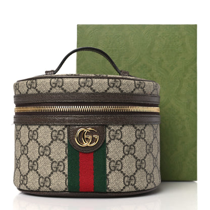 Gucci GG Supreme Monogram Textured Calfskin Web Ophidia Vanity Cosmetic Case Beige Ebony New Acero 15 of 15