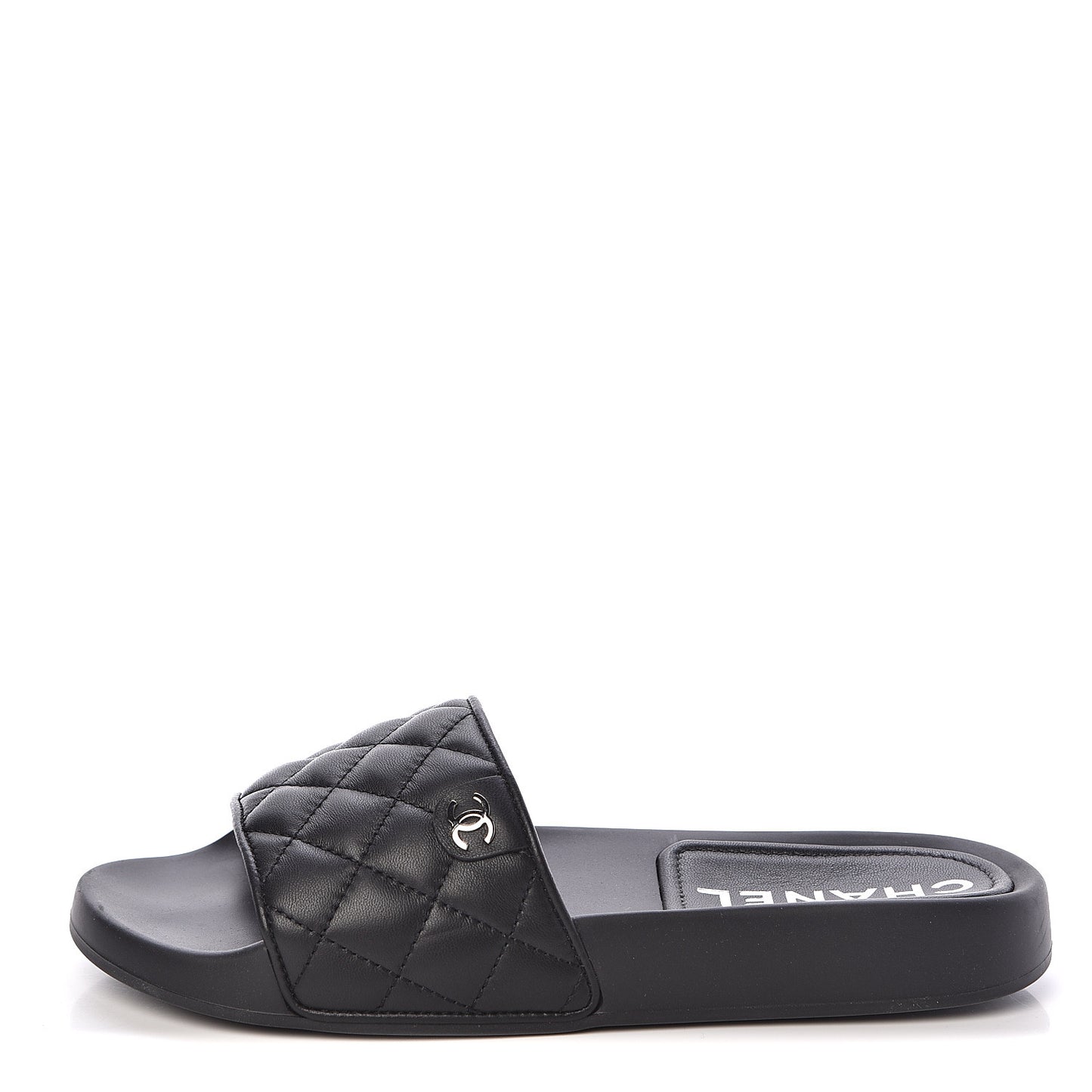 Lambskin Quilted CC Mules Sandals 37 Black